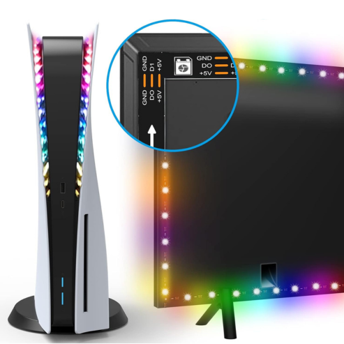 Bande lumineuse LED RGB pour console PS5 Pro/Slim/Standard, 8 couleurs, 400+ effets, décoration DIY, lumières d'ambiance de jeu pour PS5