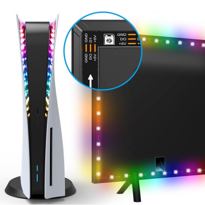 Bande lumineuse LED RGB pour console PS5 Pro/Slim/Standard, 8 couleurs, 400+ effets, décoration DIY, lumières d'ambiance de jeu pour PS5