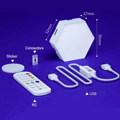 Applique murale hexagonale intelligente RVB IC, veilleuse décorative DIY avec synchronisation musicale, pour salle de jeu, chambre ou ambiance d’intérieur