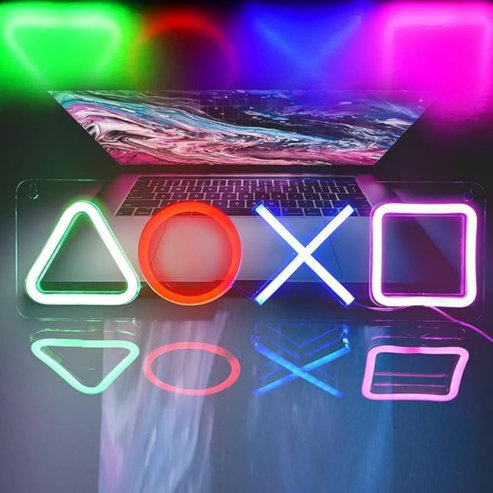 Enseigne au néon avec icône de jeu, décoration murale LED alimentée par USB, veilleuse gaming pour salle de jeux et décoration d’intérieur